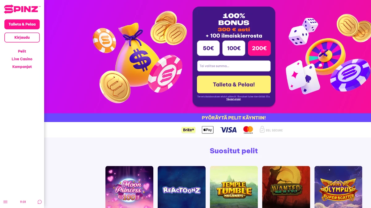 Spinz: suomenkielinen etusivu