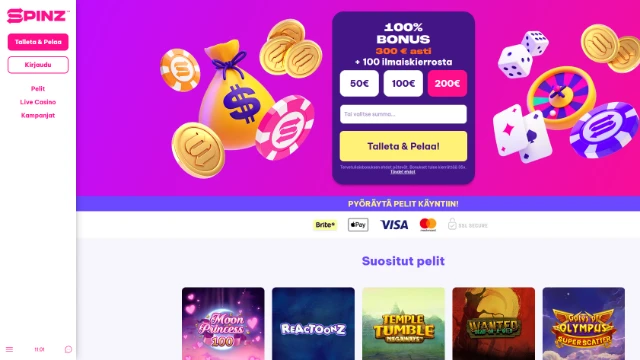 Spinz: suomenkielinen etusivu