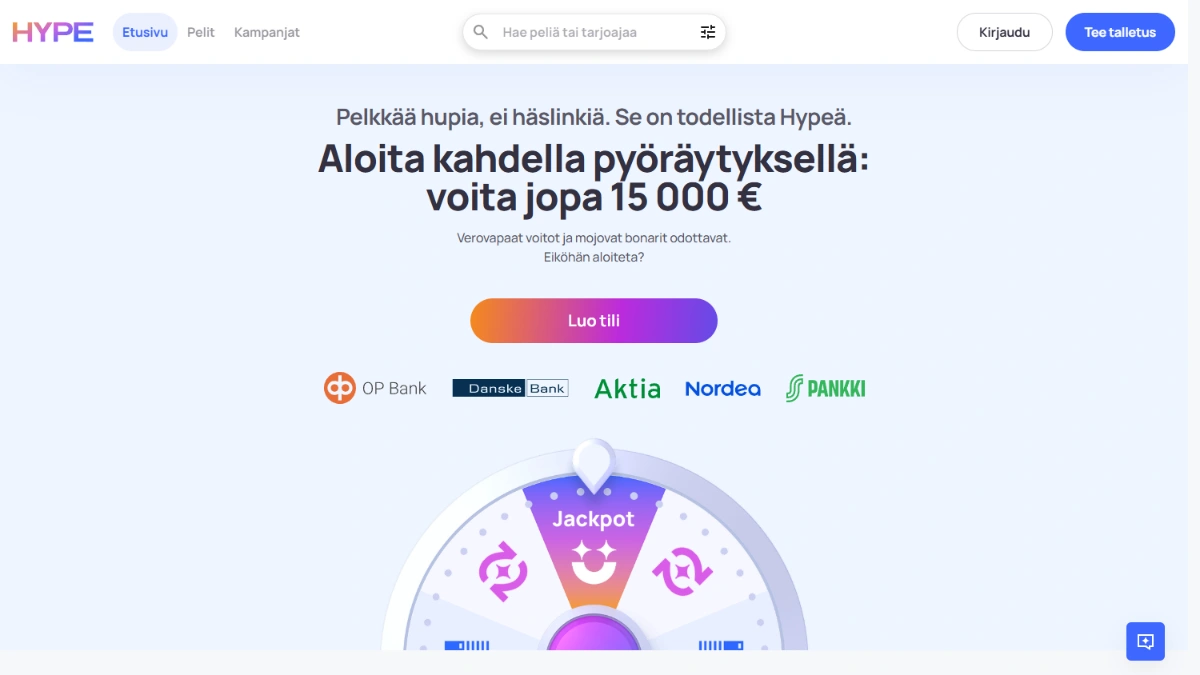 Hypekasino: suomenkielinen etusivu