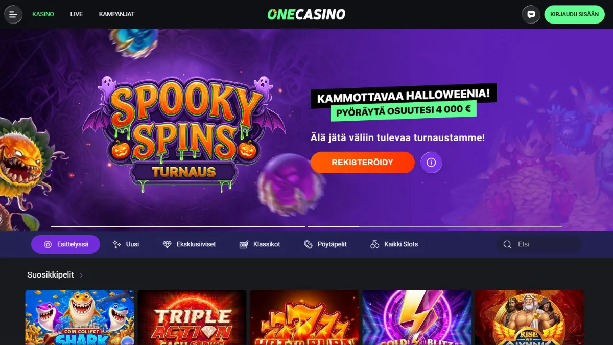 One Casinon suomenkielinen etusivu
